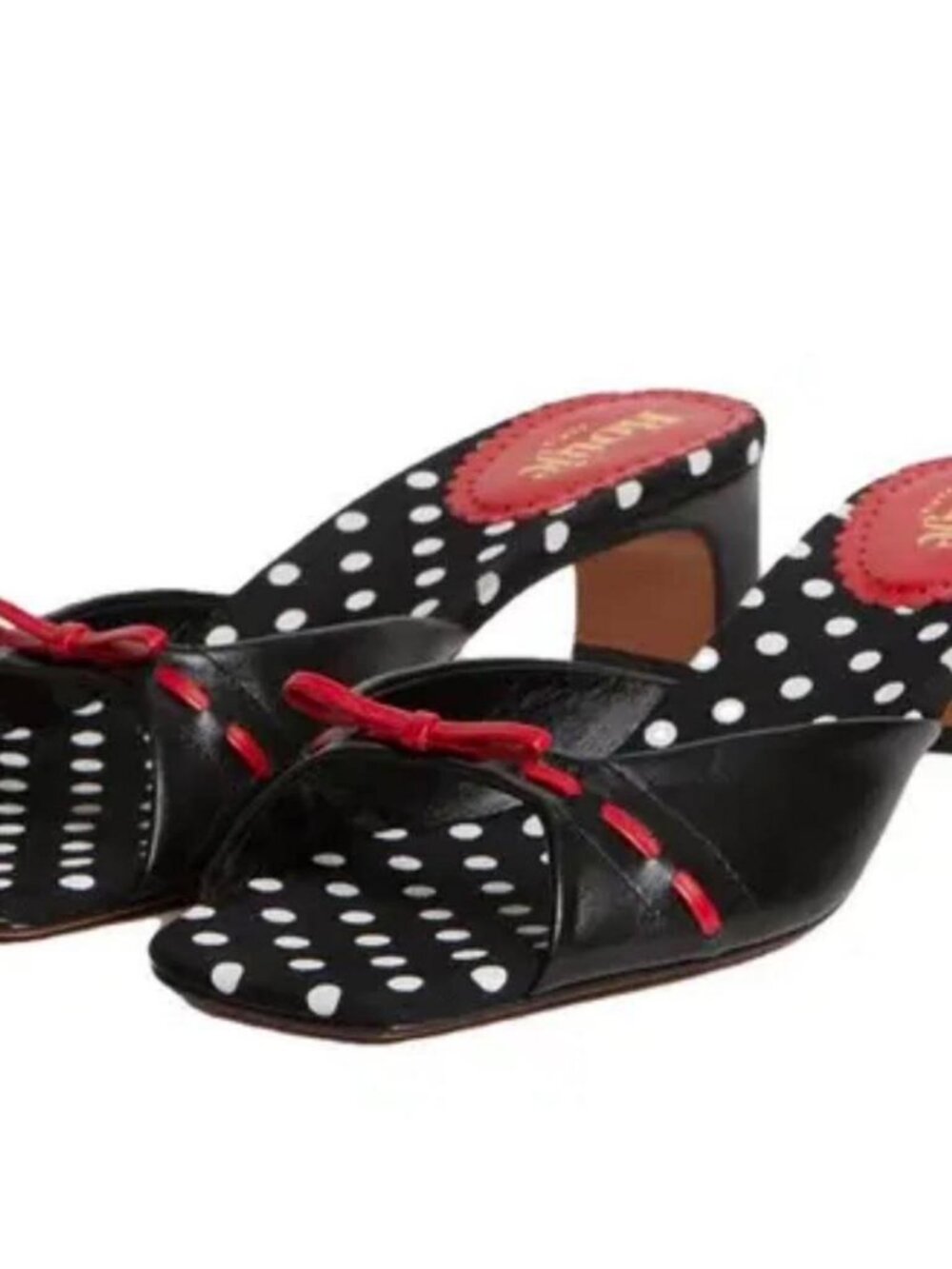 Rouje Black White Polka Dot Kitten Heels US 8